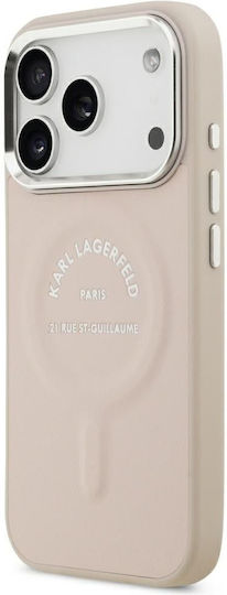 Karl Lagerfeld iPhone 18 Pro Max iPhone 17 Pro Max Hard Case Magsafe Eco Leather Lining Embossed Open Ring Rsg Logo Pink