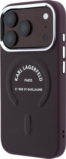 Karl Lagerfeld iPhone 18 Pro Max iPhone 17 Pro Max Hard Case Magsafe Eco Leather Lining Embossed Open Ring Rsg Logo Burgundy