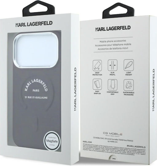 Karl Lagerfeld iPhone 18 Pro Max iPhone 17 Pro Max Hard Case Magsafe Eco Leather Lining Embossed Open Ring Rsg Logo Burgundy