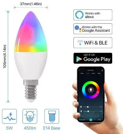 Smart Bulb LED for E14 Socket RGB