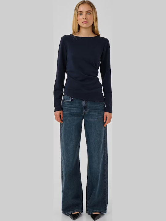 Women's Blouse Long Sleeve Dark Blue