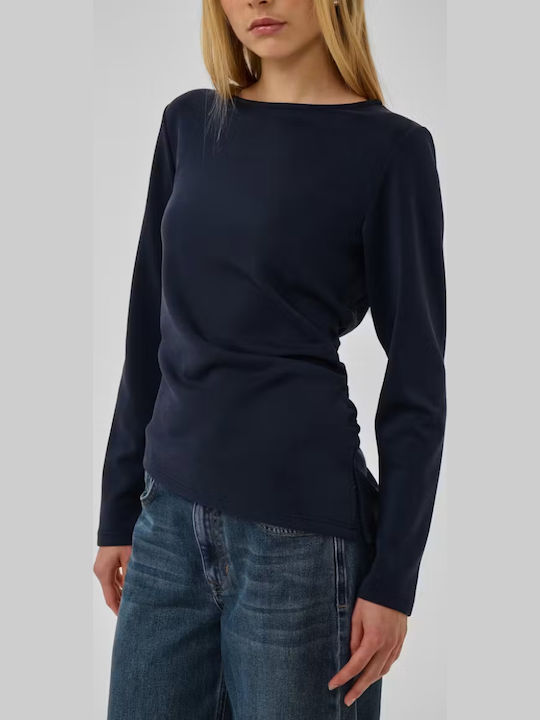 Women's Blouse Long Sleeve Dark Blue