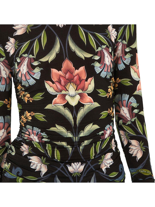 Women's Blouse Long Sleeve Floral Red Black Green
