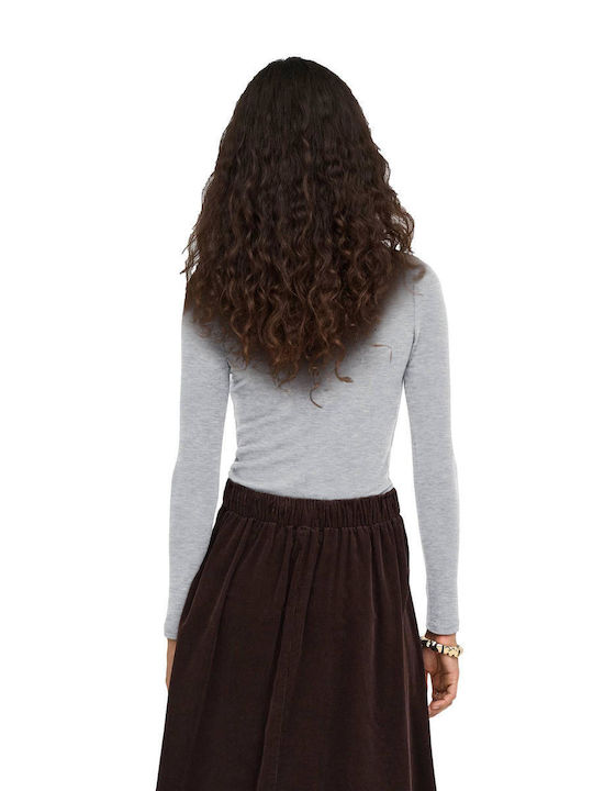 Damenbluse Langärmeliges Rollkragenpullover Graue