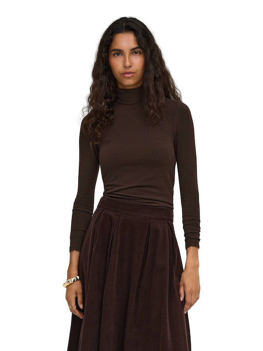 Damenbluse Langärmeliges Rollkragenpullover Graue