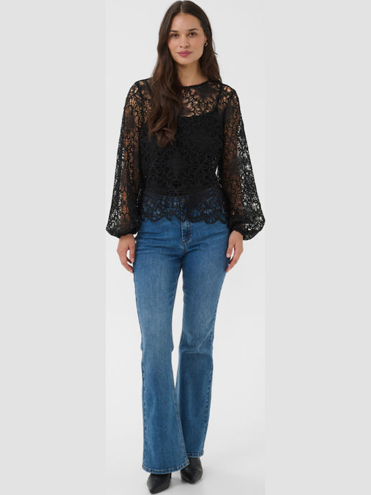 Damen Bluse Langärmelig Schwarze