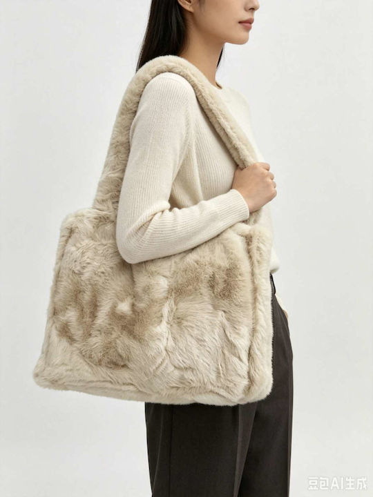 Damen-Tote-Tasche aus Fell Beige