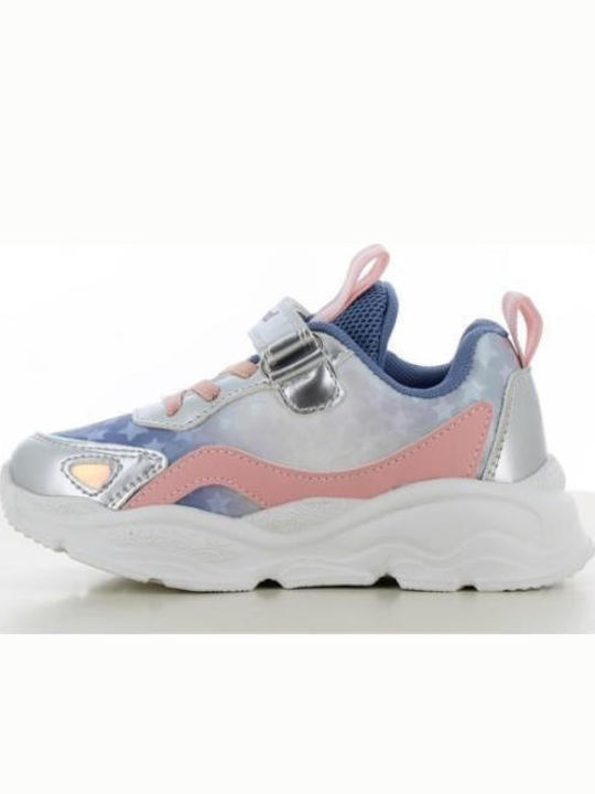 Stitch Kids Sneakers Anatomic with Hoop & Loop Closure & Lights Silver