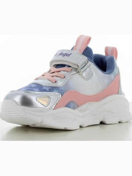 Stitch Kids Sneakers Anatomic with Hoop & Loop Closure & Lights Silver