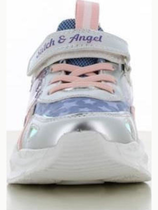 Stitch Kids Sneakers Anatomic with Hoop & Loop Closure & Lights Silver