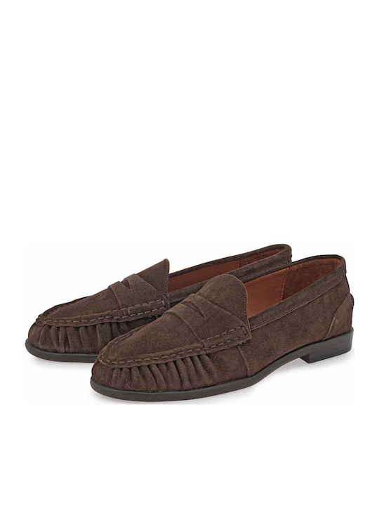 Leather Women's Loafers In Brown Colour