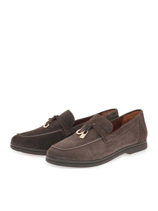 Leather Women's Loafers In Brown Colour