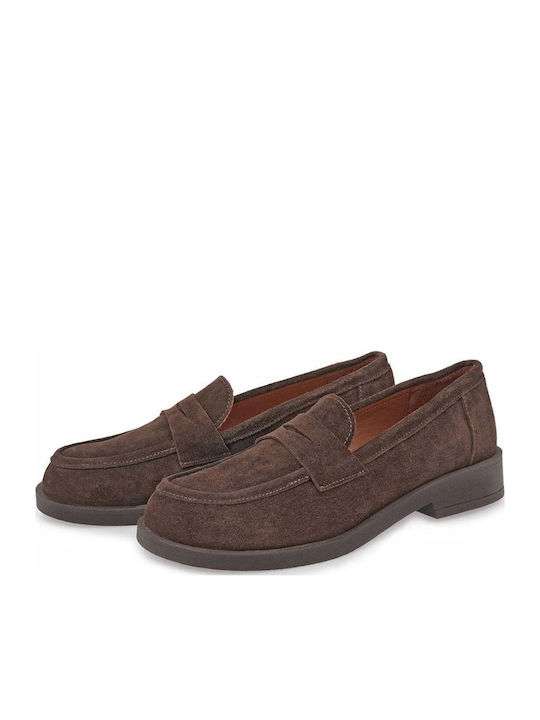 Δερμάτινα Γυναικεία Loafers σε Καφέ Χρώμα