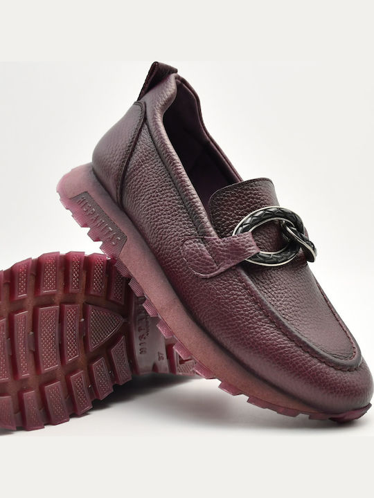 Loafers Dama din Piele în Culoare Burgundy