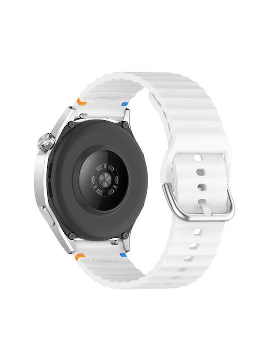 Каишка Garmin Venu 3 Силиконова Релефна Wave Style 22mm Бяла