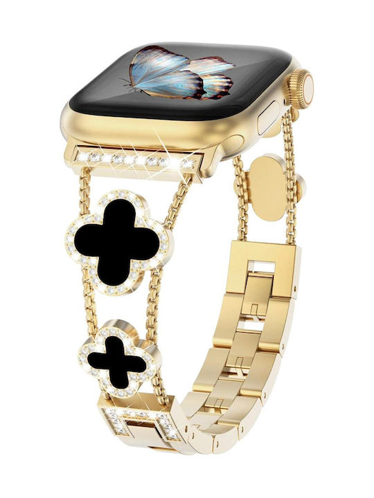 Volte-tel Каишка За Часовник Дамска Метална Apple Watch 38 40 41 42mm Тип Van Cleef Черен Кръст 12.7см Злато 5205308427244 Volte-tel Каишка За Часовник Дамска Метална Apple Watch 38 40 41 42mm Тип Van Cleef Черен Кръст 12.7см Злато 5205308427244