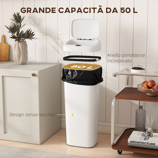 HomCom Waste Bin from Stainless Steel with Sensor 50lt White HomCom Waste Bin from Stainless Steel with Sensor 50lt White