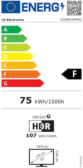 LG Smart Τηλεόραση 55" 4K UHD QNED 55QNED8MB6C HDR (2026)