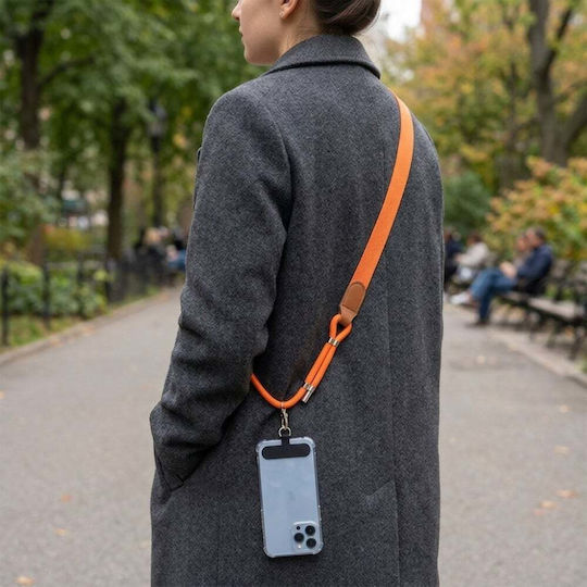 Techsuit Urbanloop Tln9o Nackenriemen Chiaste Taschen Für Handy Mit Verstellbarer Länge 100cm-140cm Nylon + Pu Dunkelorange