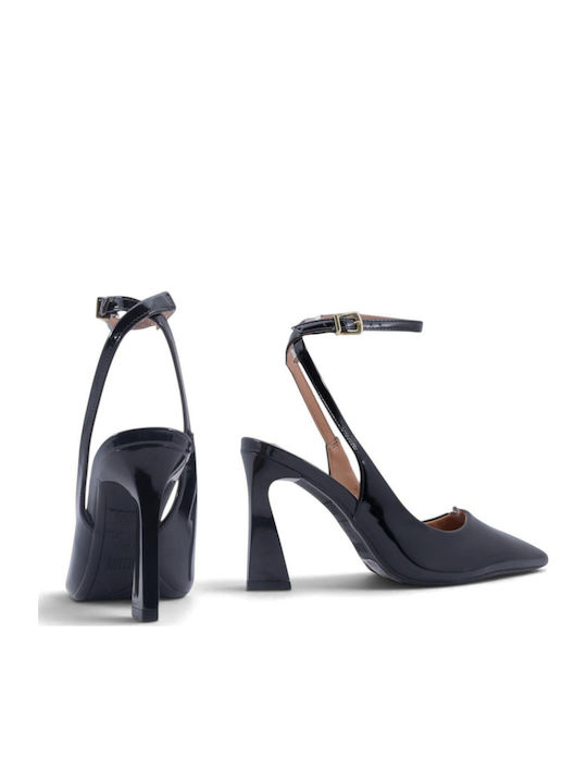 Pointed Toe Heels from Patent Leather with High Heel Black