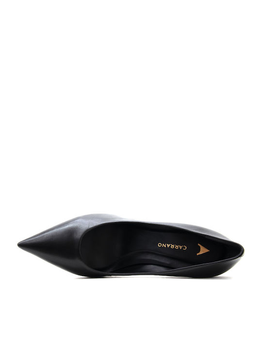 Leder Spitze Zehe Pumps mit Hochem Absatz Schwarz