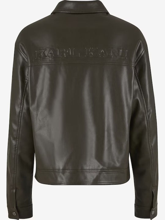 Leather Women's Biker Jacket Green