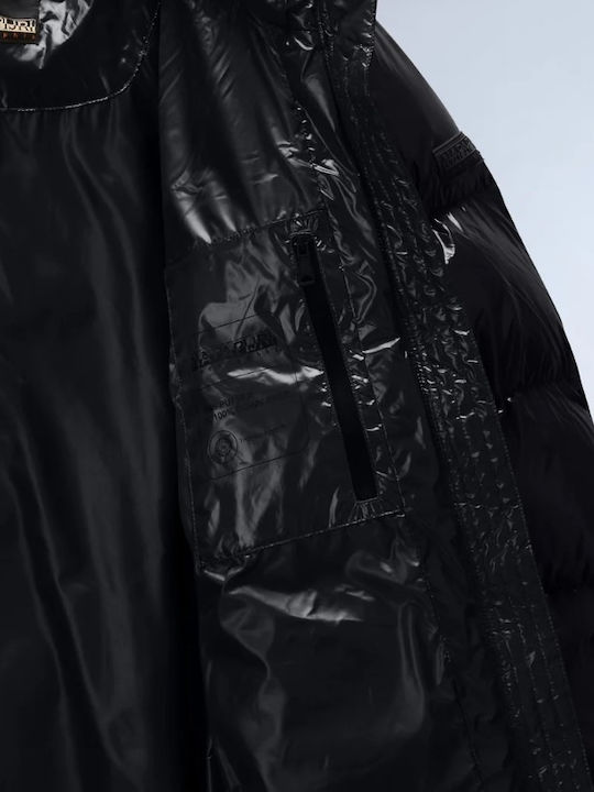 Long Women's Puffer Jacket for Winter Black