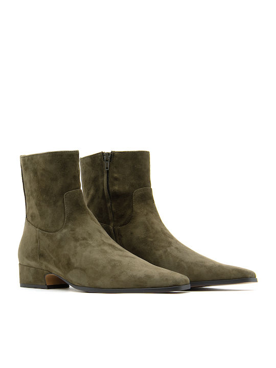 Wildleder Stiefeletten Damen Khaki