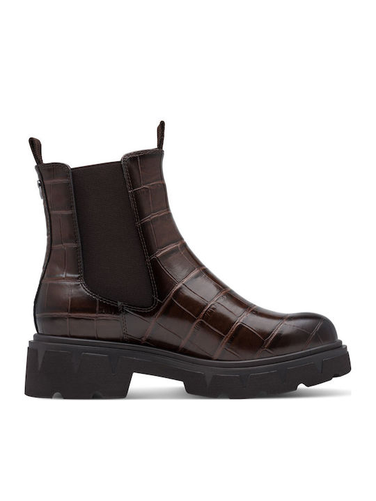 Chelsea-Stiefel Damen Braun mit Pelz