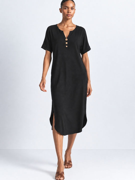 Rochie de vară Midi T-shirt Neagră