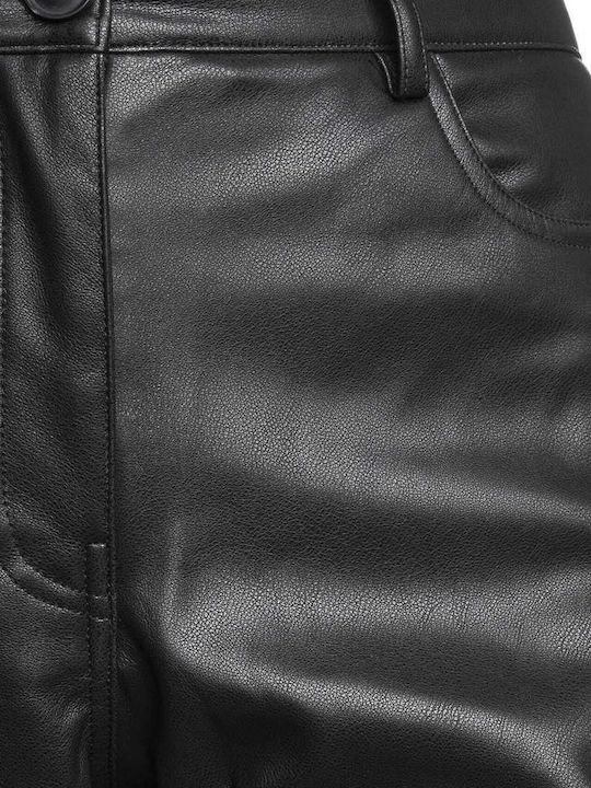 Women's High Rise Leather Pantaloons Black