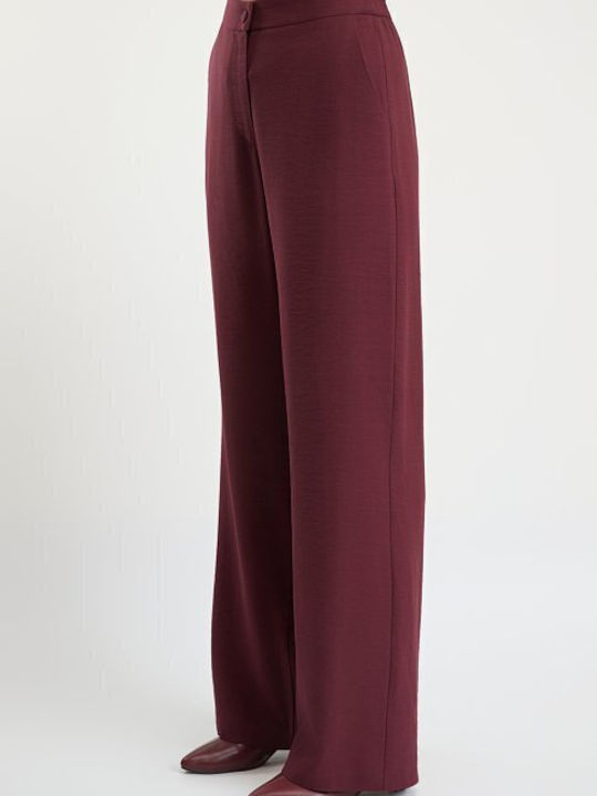 Damen Hochbund Pantaloons mit Gummiband in Schlank Passform Burgundisch