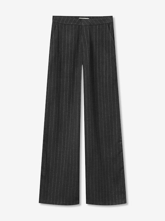 Women's High Rise Fabric Trousers Regular Fit Gray