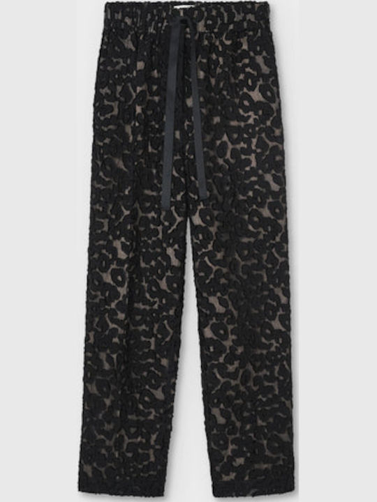 Дамски Текстилен Панталон с Ластик Леопардов Animal Print