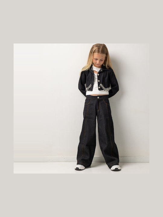 Kids Denim Jacket Short Black