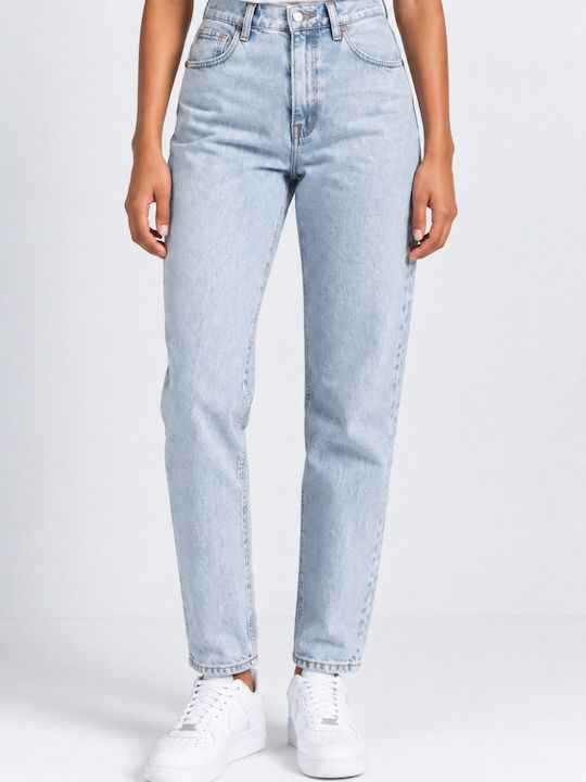 Pantaloni Jean de damă cu talie înaltă, croială Mom