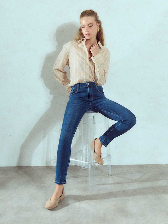 Celestino Blugi Damă Skinny Push Up Slim Fit Albastru Închis