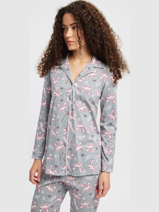 Minerva Set de Pijamale de Iarnă pentru Femei Grey-pink Minerva Set de Pijamale de Iarnă pentru Femei Grey-pink