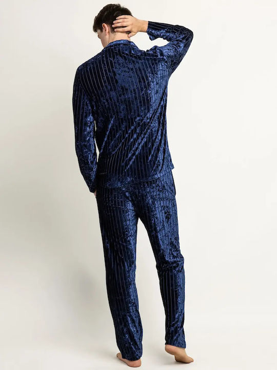 Admas Admas Herrenpyjama Dunkelblau Winter