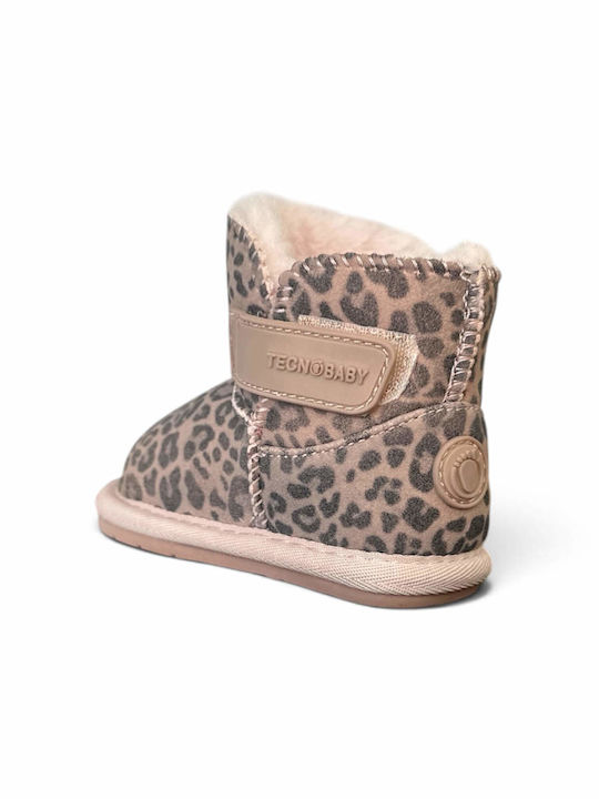 Kids Boots with Hoop & Loop Closure Pink