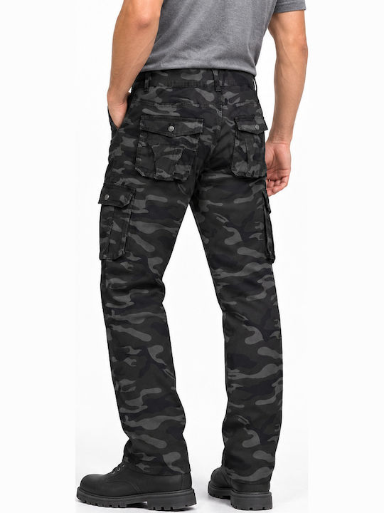 Men's Cargo Trousers Elastic Regular Fit Black