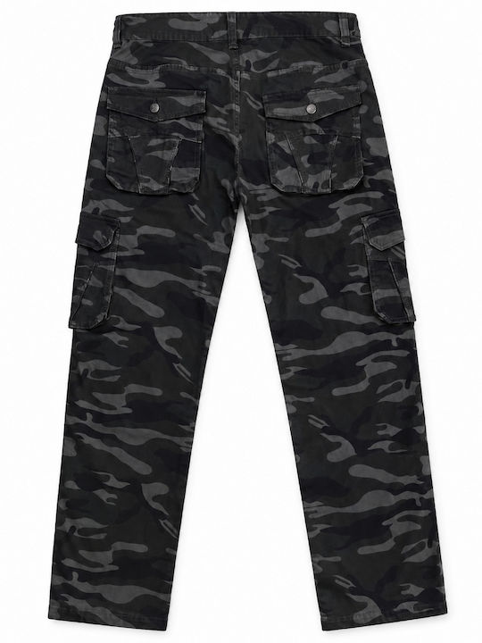 Men's Cargo Trousers Elastic Regular Fit Black