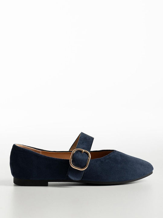 Wildleder Damen Ballerinas Spitz zulaufend Blau