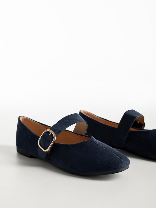 Wildleder Damen Ballerinas Spitz zulaufend Blau