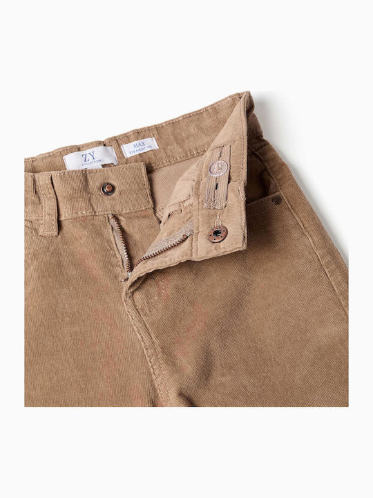 Pantalon pentru copii din catifea raiata Bej