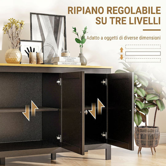 Storage Cabinet Made of Metal & Wood L120xW40xH70cm