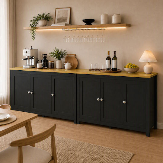 Storage Cabinet Made of Metal & Wood L120xW40xH70cm