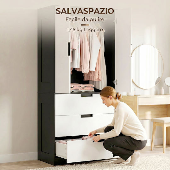 Doppeltür Kleiderschrank Schwarz/Weiß 80x50x180cm