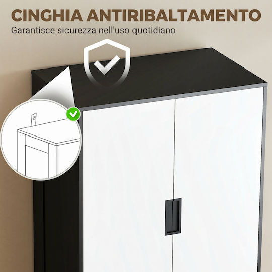 Doppeltür Kleiderschrank Schwarz/Weiß 80x50x180cm