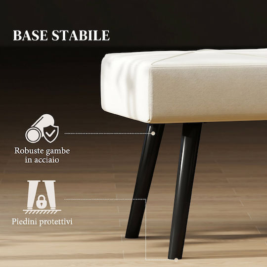 Bancă De Bucătărie Din Catifea Crem 100x36x45cm